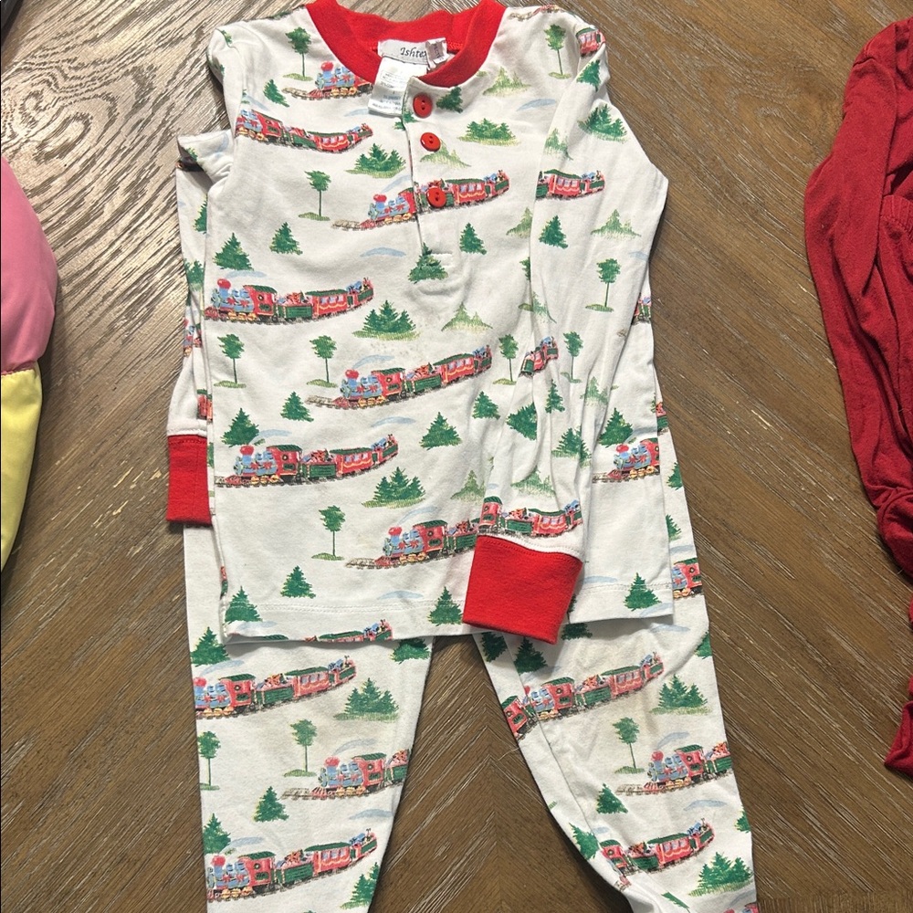 Festive Train Print Kids Pajama Set